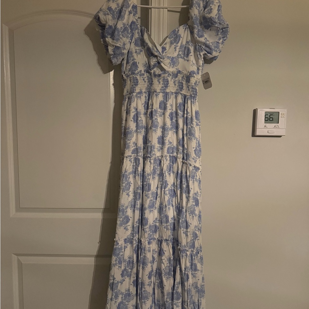 Altar'd State Blue and White Patterned Maxi Dress